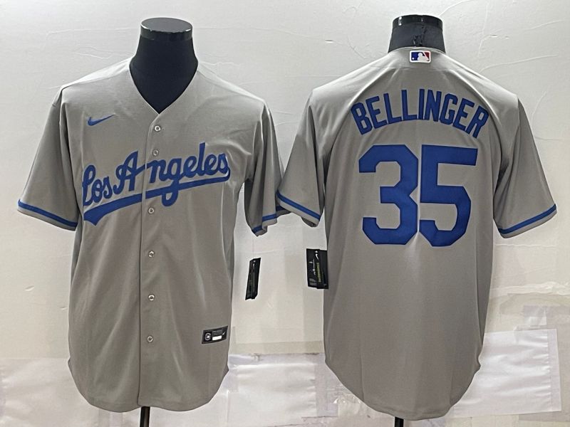 Men Los Angeles Dodgers #35 Bellinger Grey Game Nike 2022 MLB Jerseys